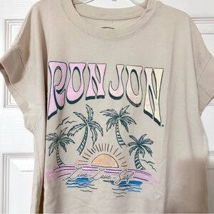Ron Jon Cream and Pink Graphic Tee